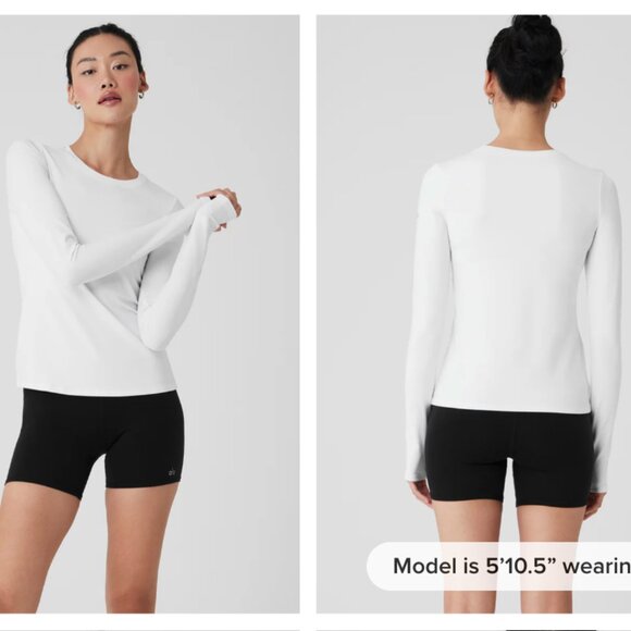 ALO YOGA ALOSOFT FINESSE LONG SLEEVE WHITE MEDIUM --BEAUTIFUL! - Picture 7 of 9